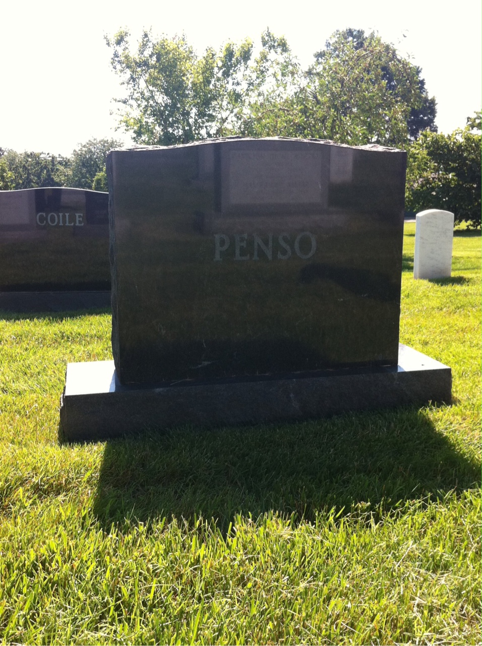 Back of headstone — Leonard Penso