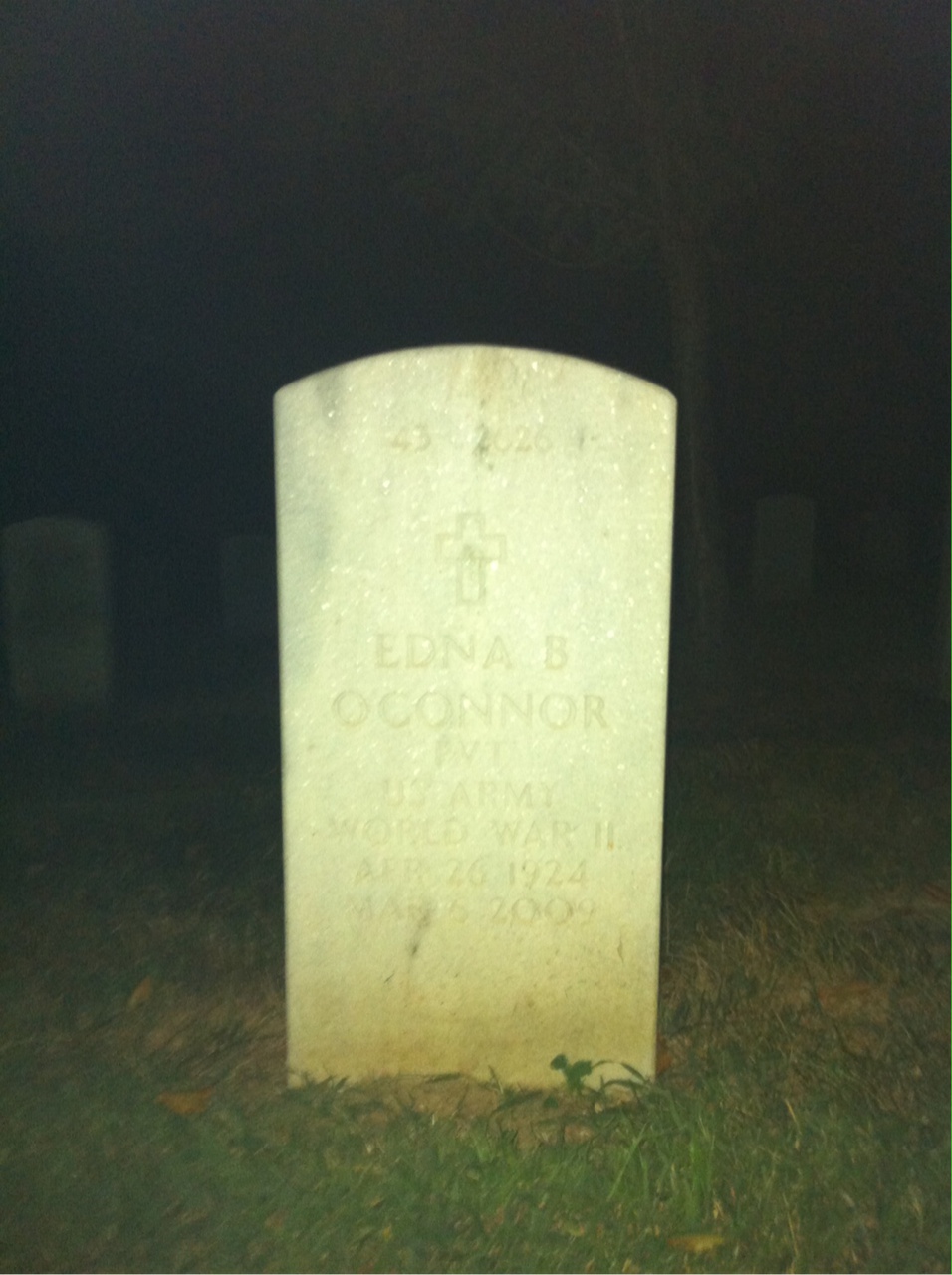 Back of headstone — Edna O'Connor