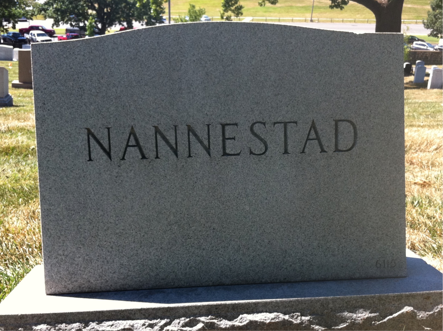 Back of headstone — Alf Nannestad
