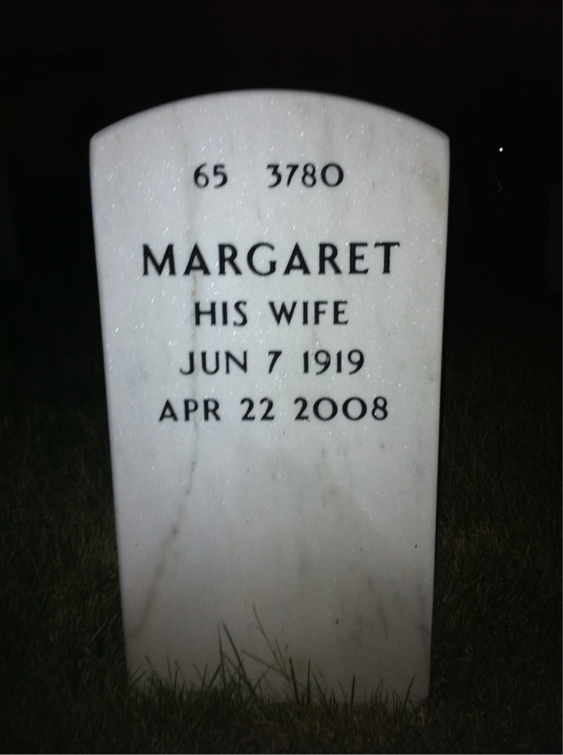 Back of headstone — Frank Quayle
