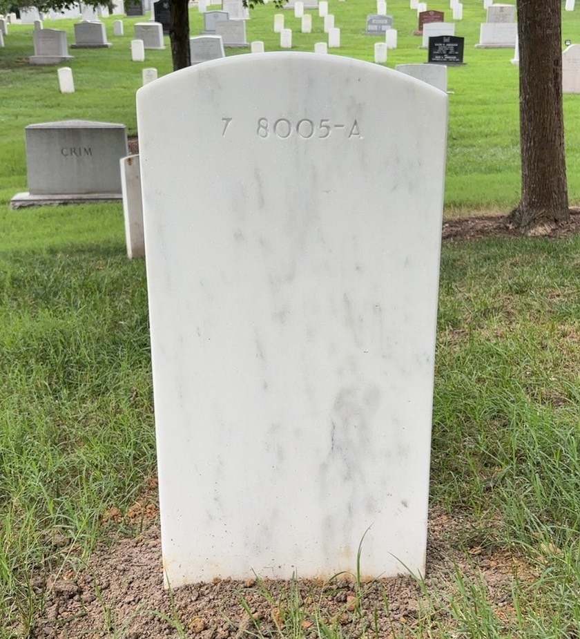 Back of headstone — William Thomas Brown