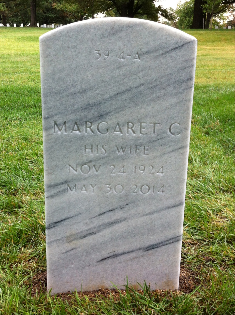 Back of headstone — Dewey Moser