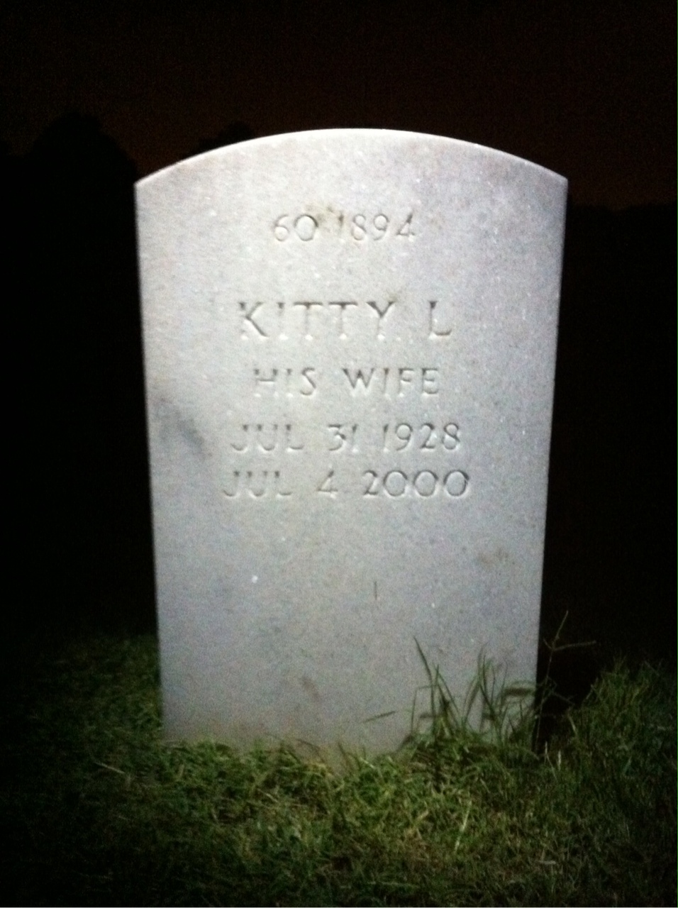 Back of headstone — Kitty Crockett