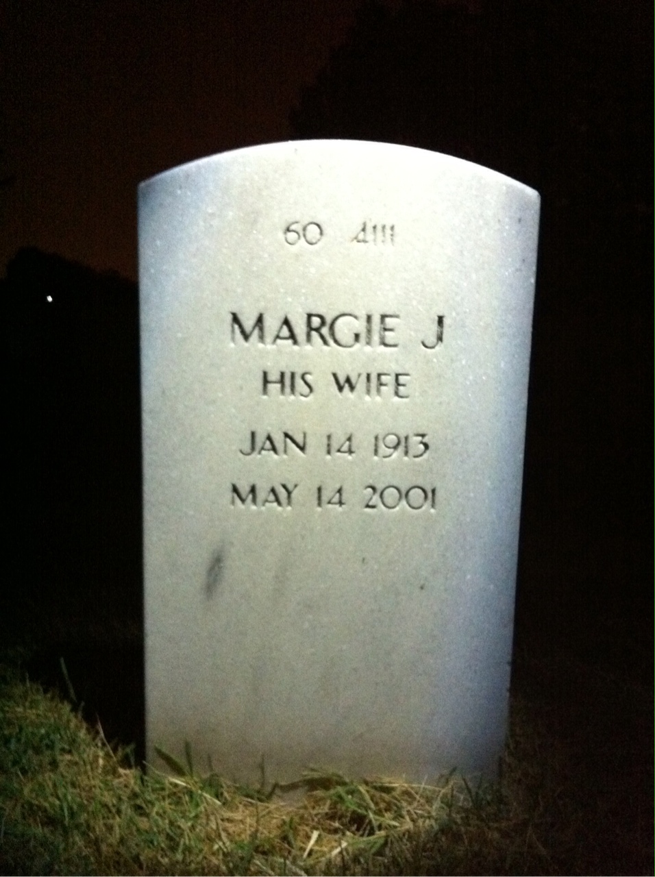 Back of headstone — Margie Bereswill