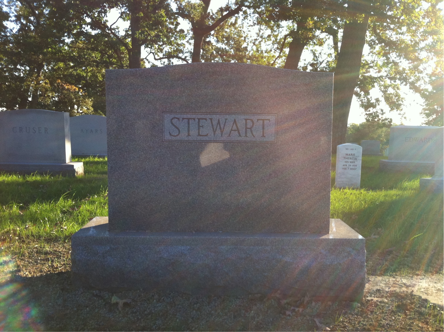 Back of headstone — Dennie Stewart