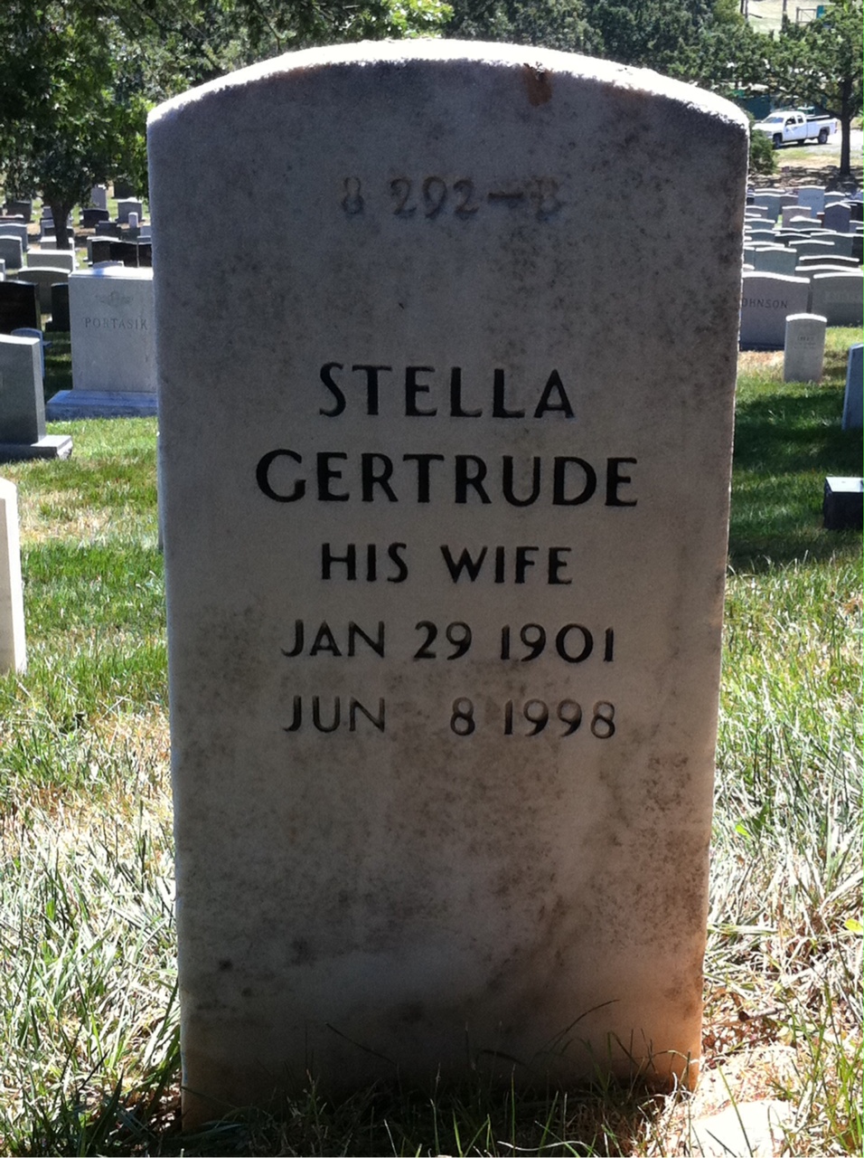 Back of headstone — Stella Andrews