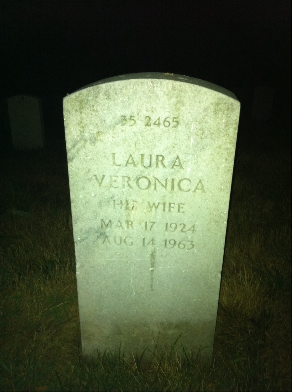 Back of headstone — William Taylor
