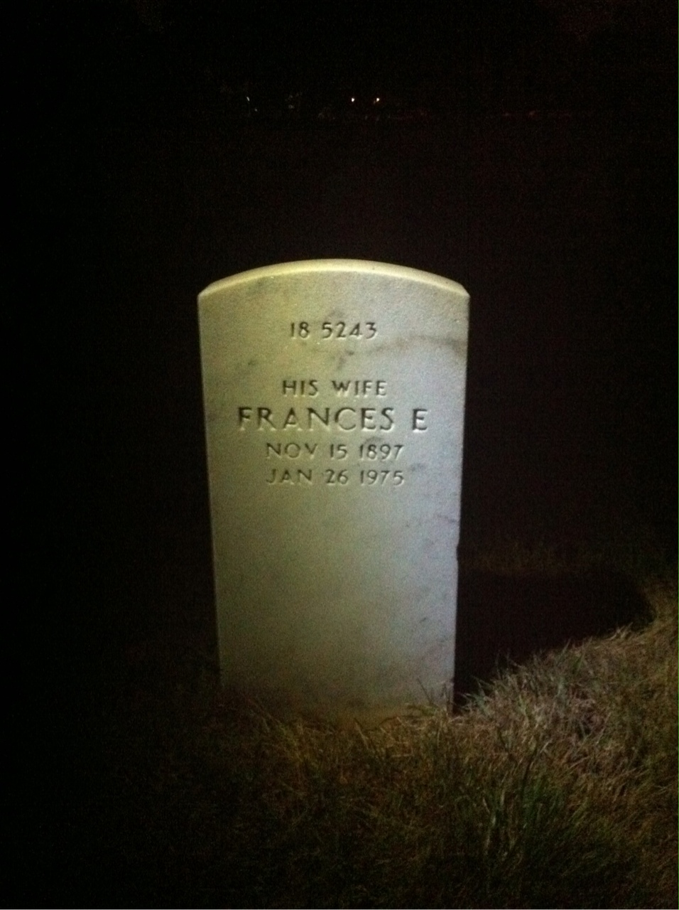 Back of headstone — Ernest Acton