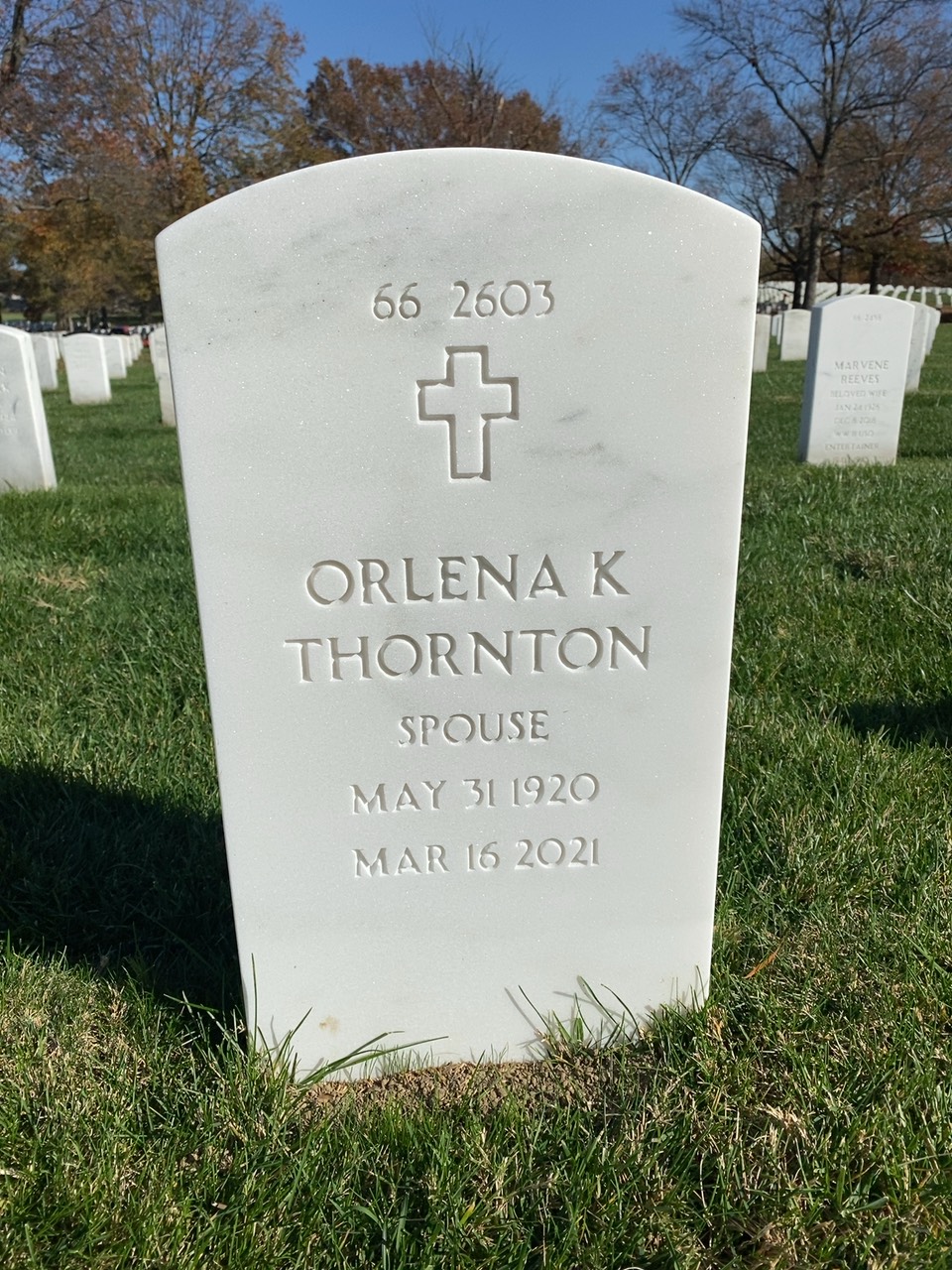 Back of headstone — Clark Thornton