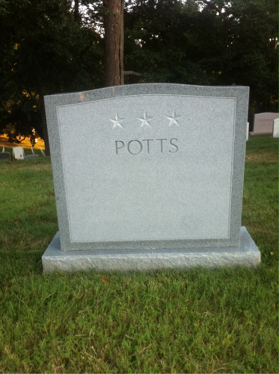 Back of headstone — William Potts