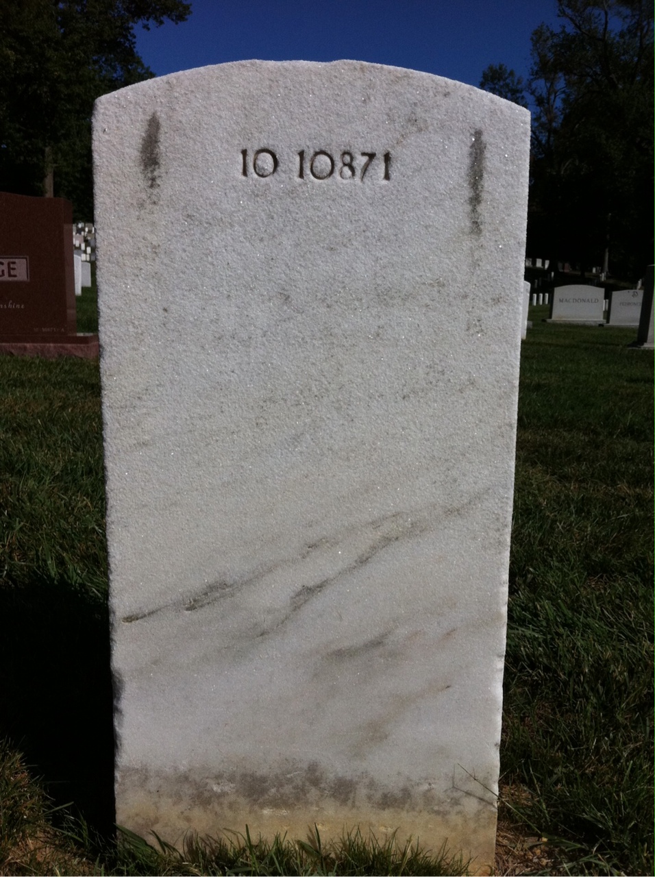 Back of headstone — Albert Mound