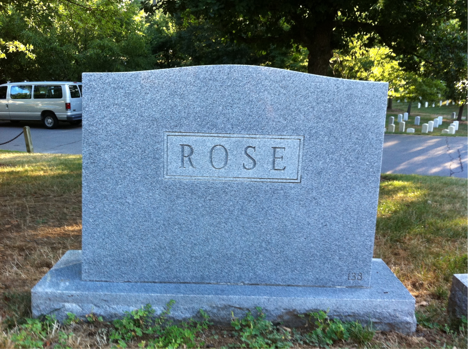 Back of headstone — William Clayton Rose