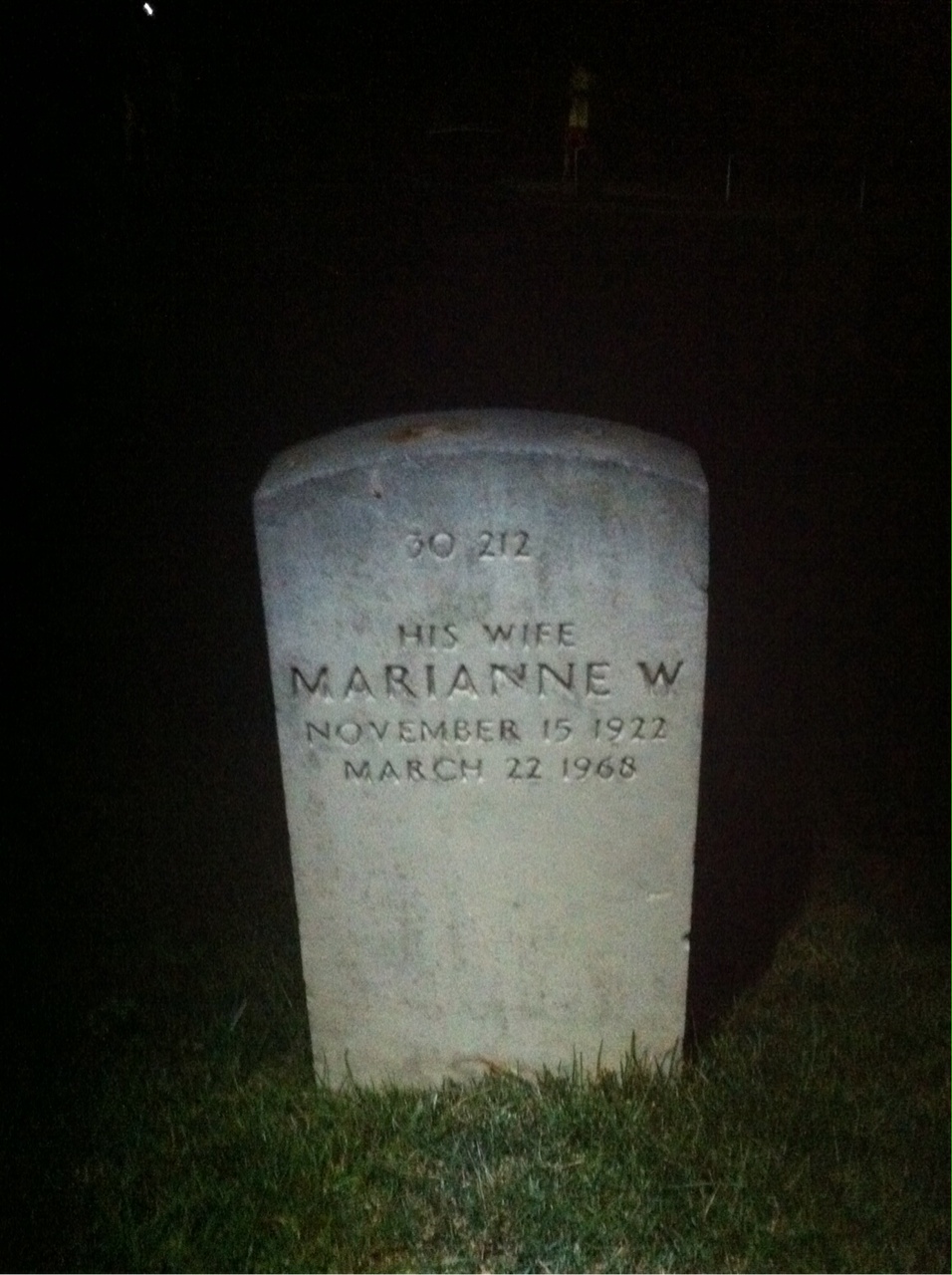 Back of headstone — Marianne Ballinger