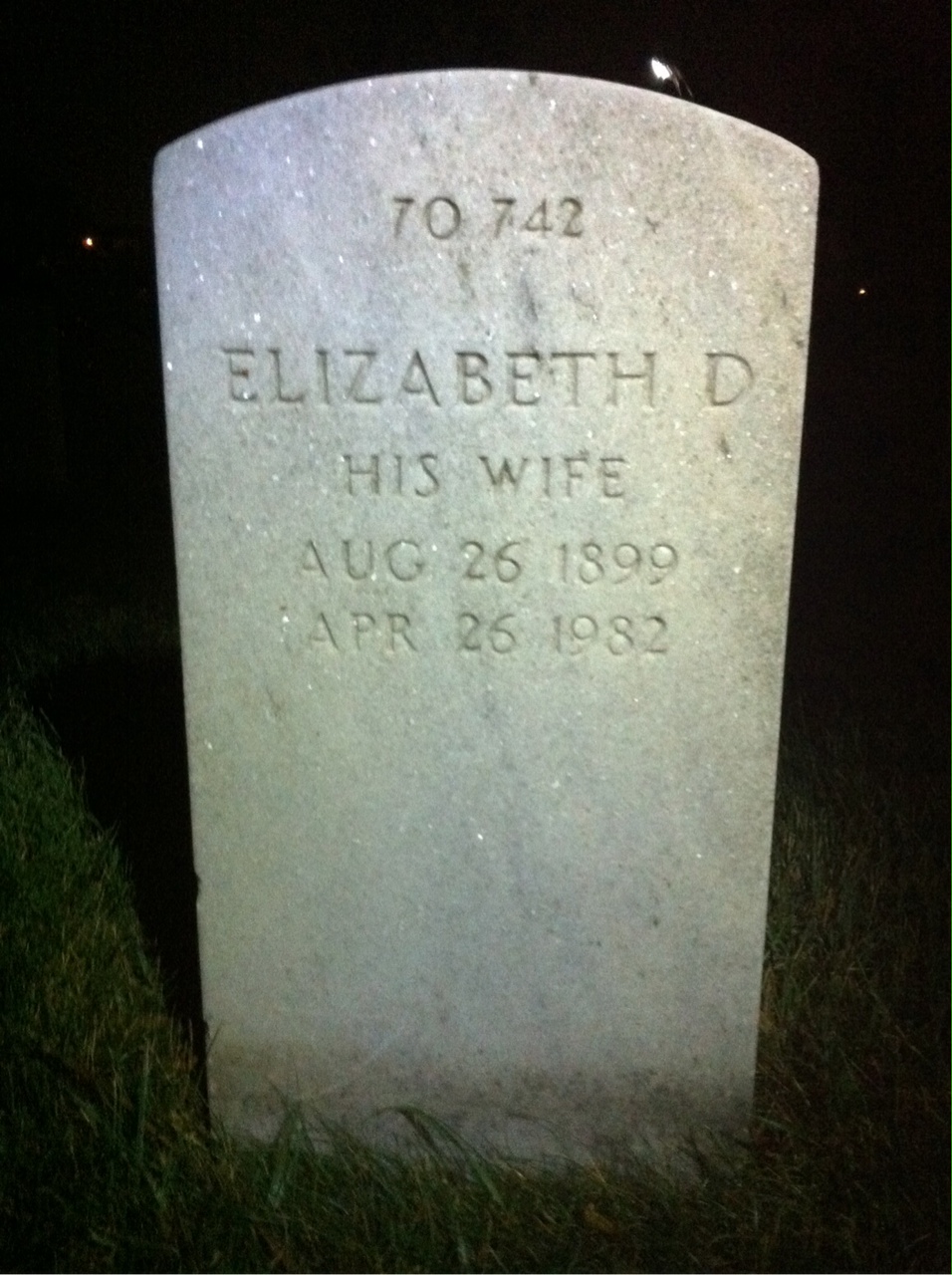 Back of headstone — Robert C Hughes
