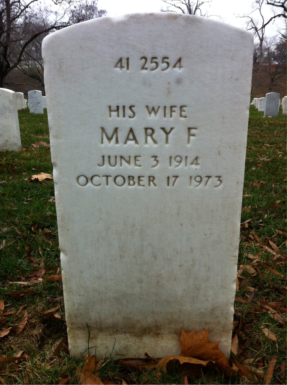 Back of headstone — Mary Abendschein