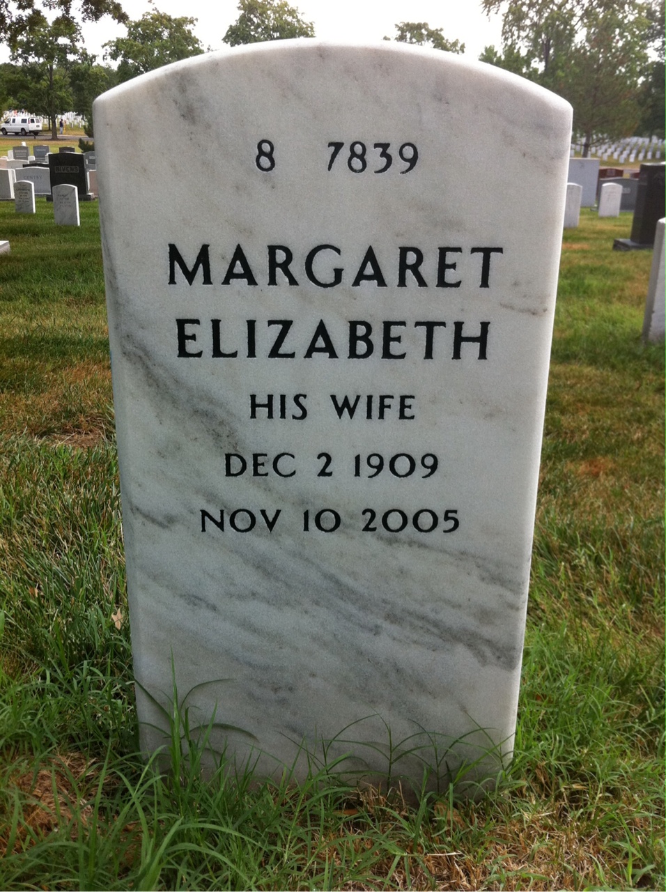 Back of headstone — John French