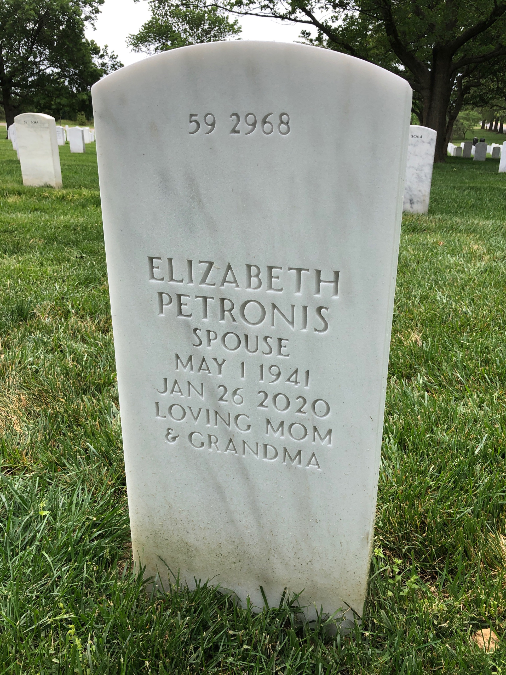 Back of headstone — Charles Petronis
