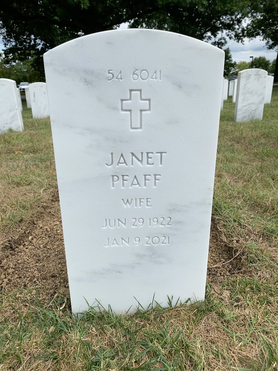 Back of headstone — Robert Pfaff