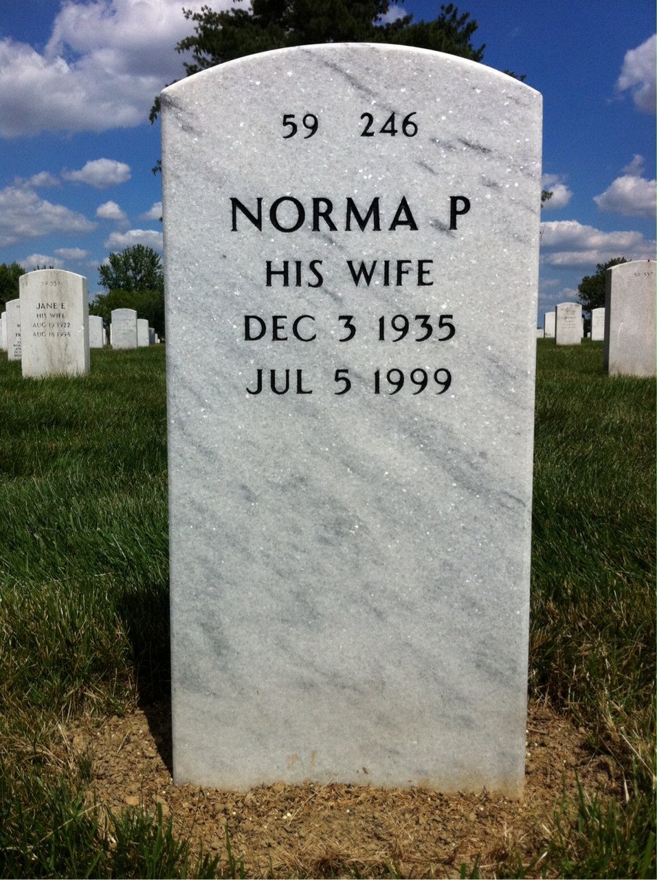 Back of headstone — George Benjamin