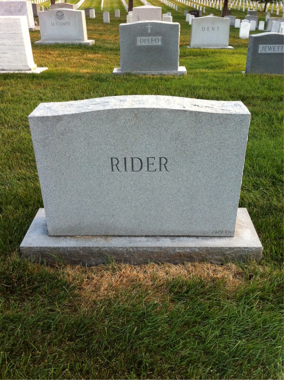 Back of headstone — Vance Rider