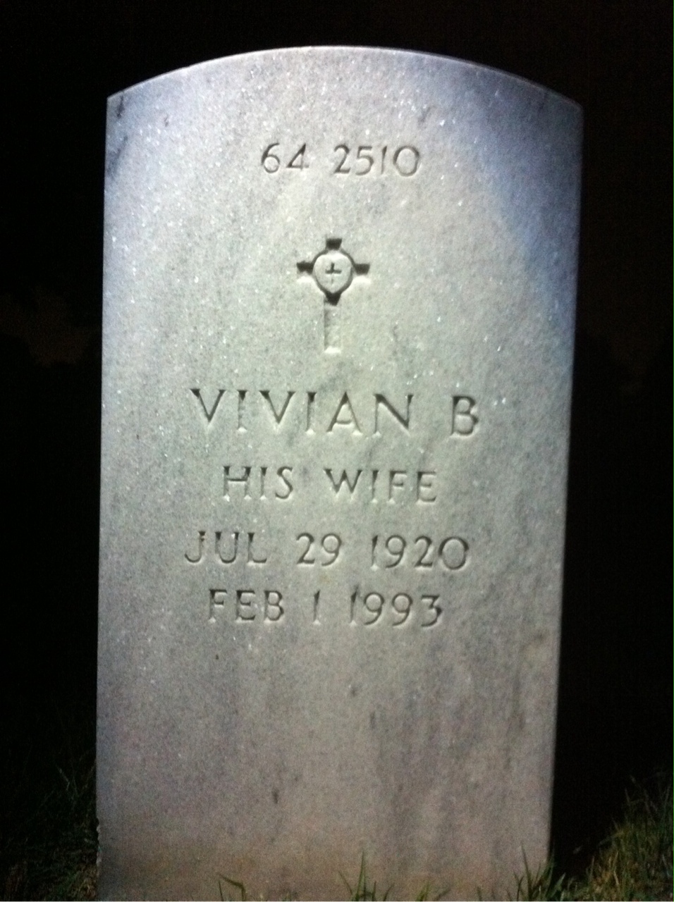 Back of headstone — Vivian Miller