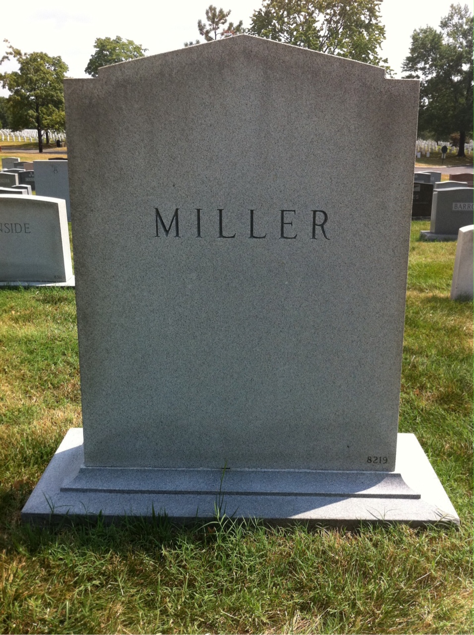 Back of headstone — K C Miller