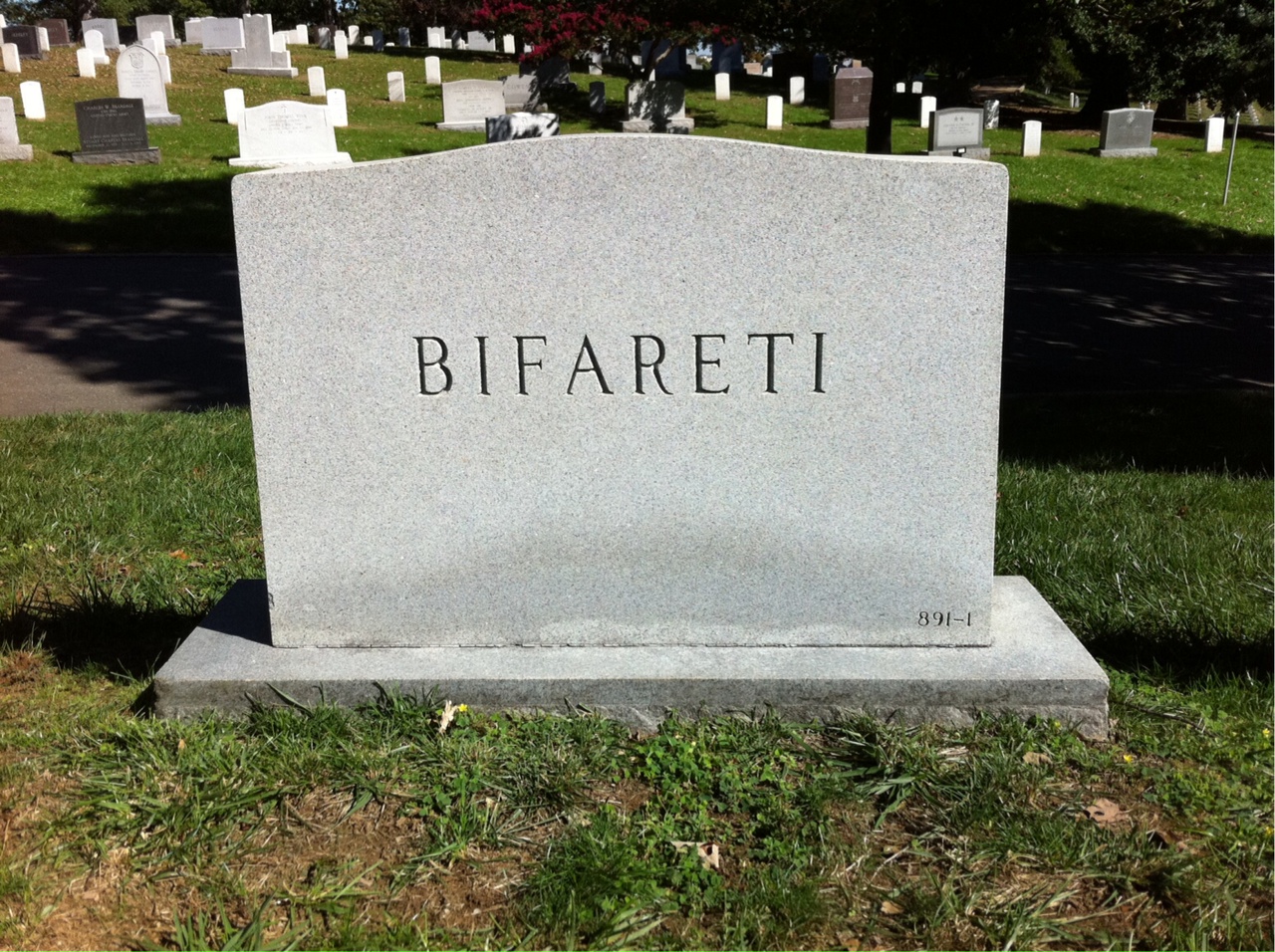 Back of headstone — John Bifareti