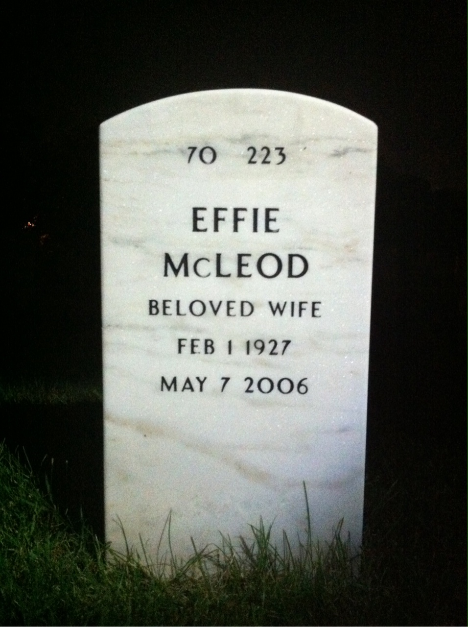 Back of headstone — Raymond Cushing