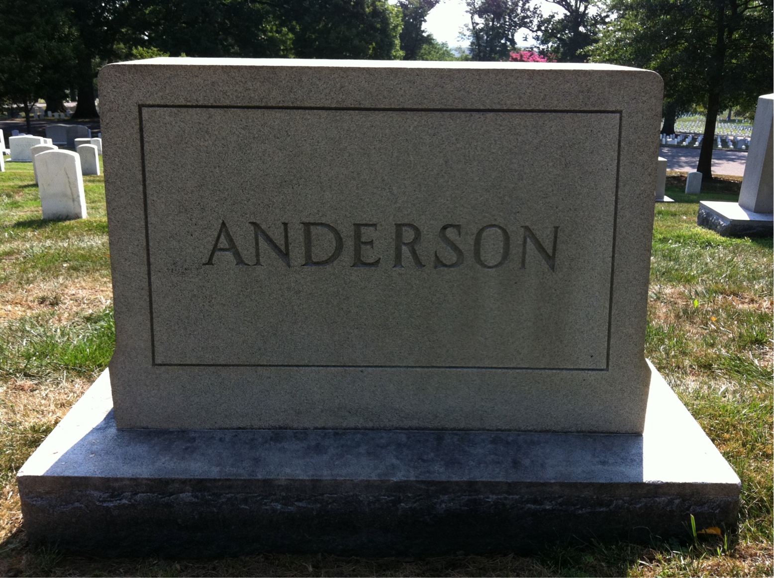 Back of headstone — Alvord Anderson