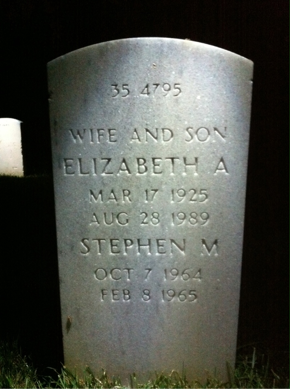 Back of headstone — Elizabeth Crocker