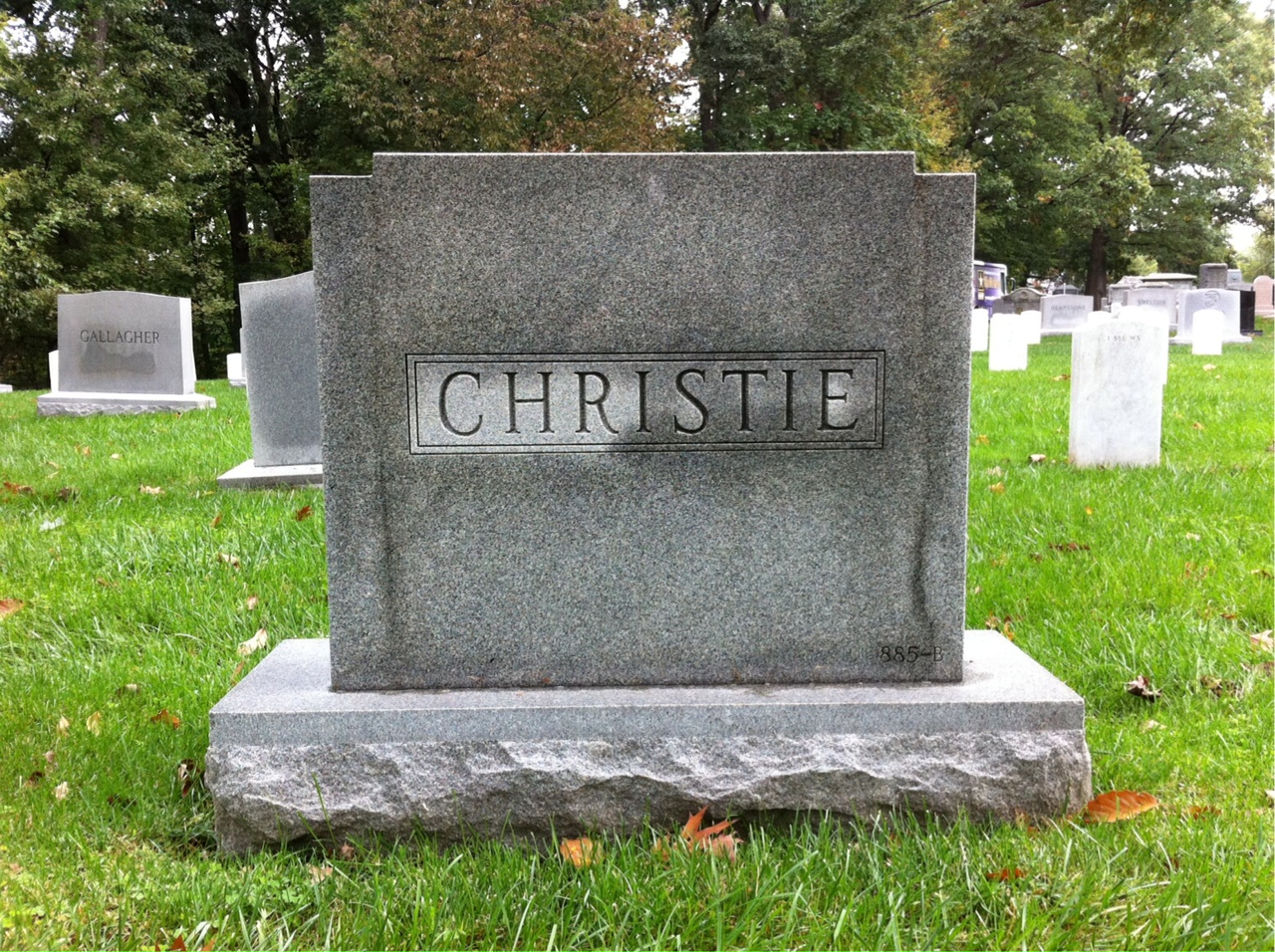 Back of headstone — Warren Christie