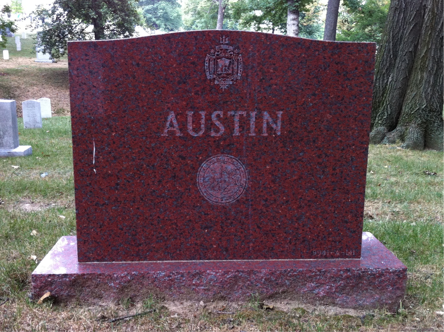 Back of headstone — Marshall Austin