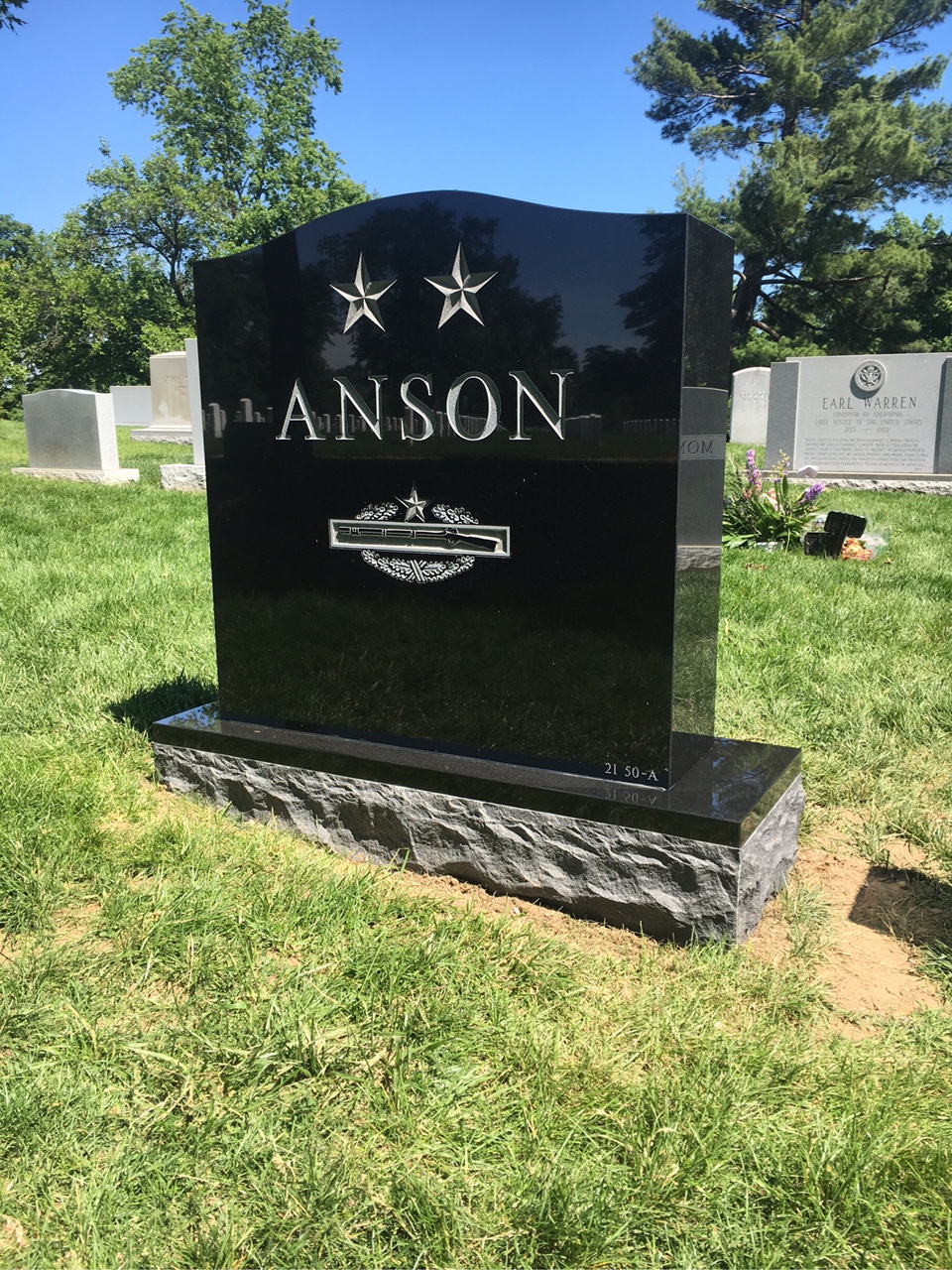 Back of headstone — Richard Anson