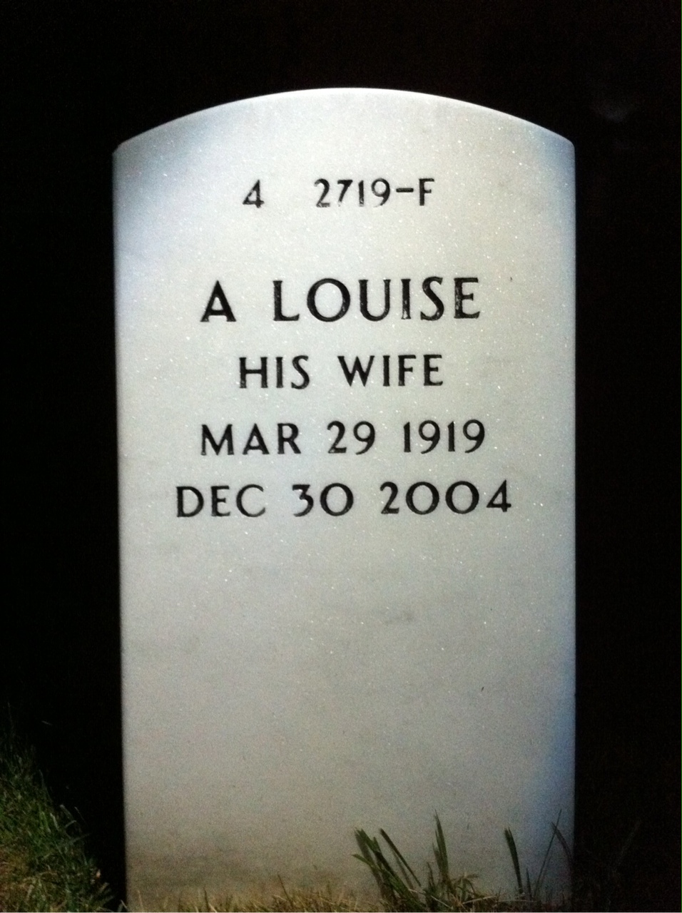 Back of headstone — Rawson Bennett