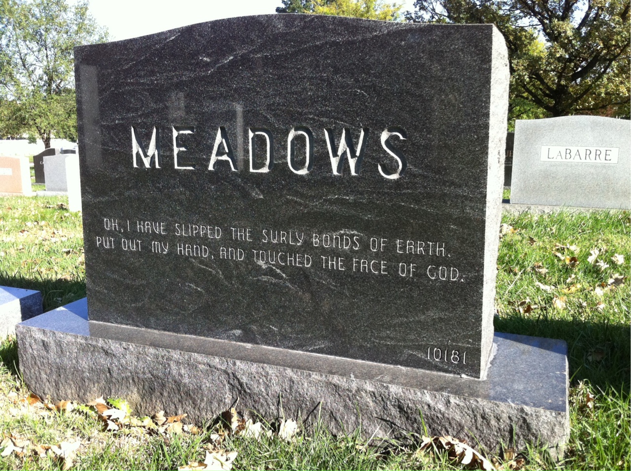Back of headstone — William Lee Meadows