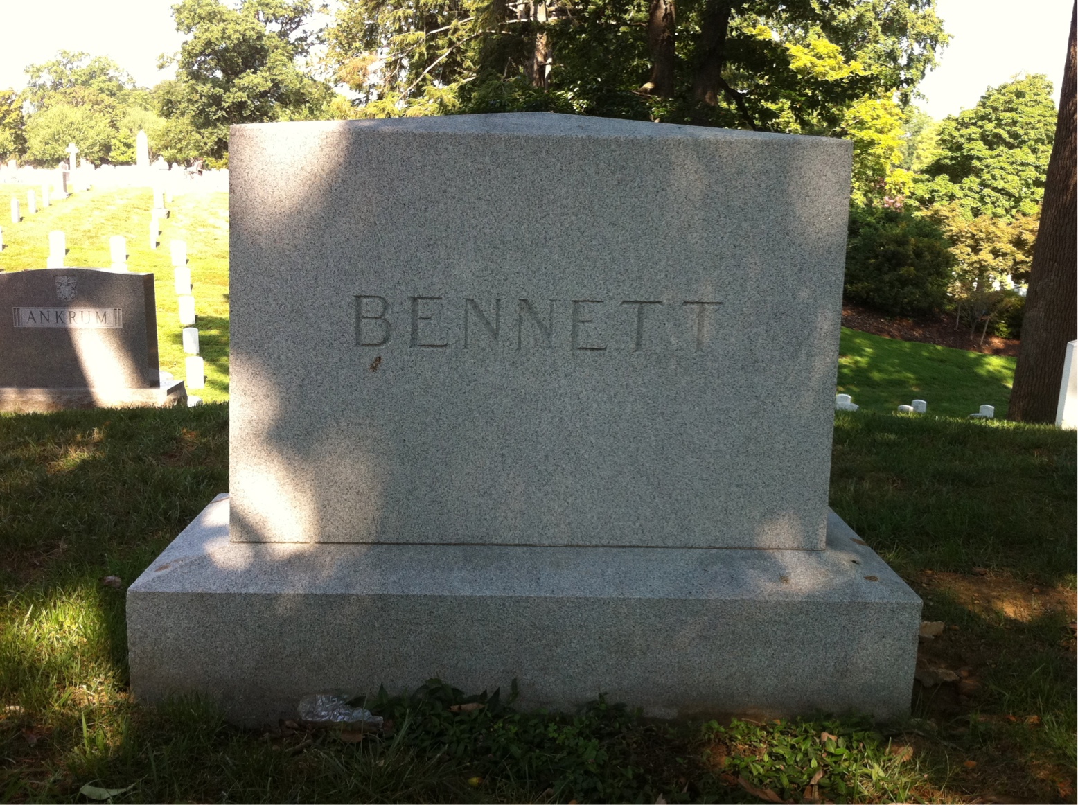 Back of headstone — William Bennett
