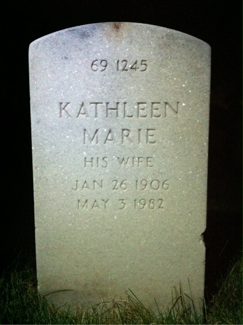 Back of headstone — W Townsend Raplee