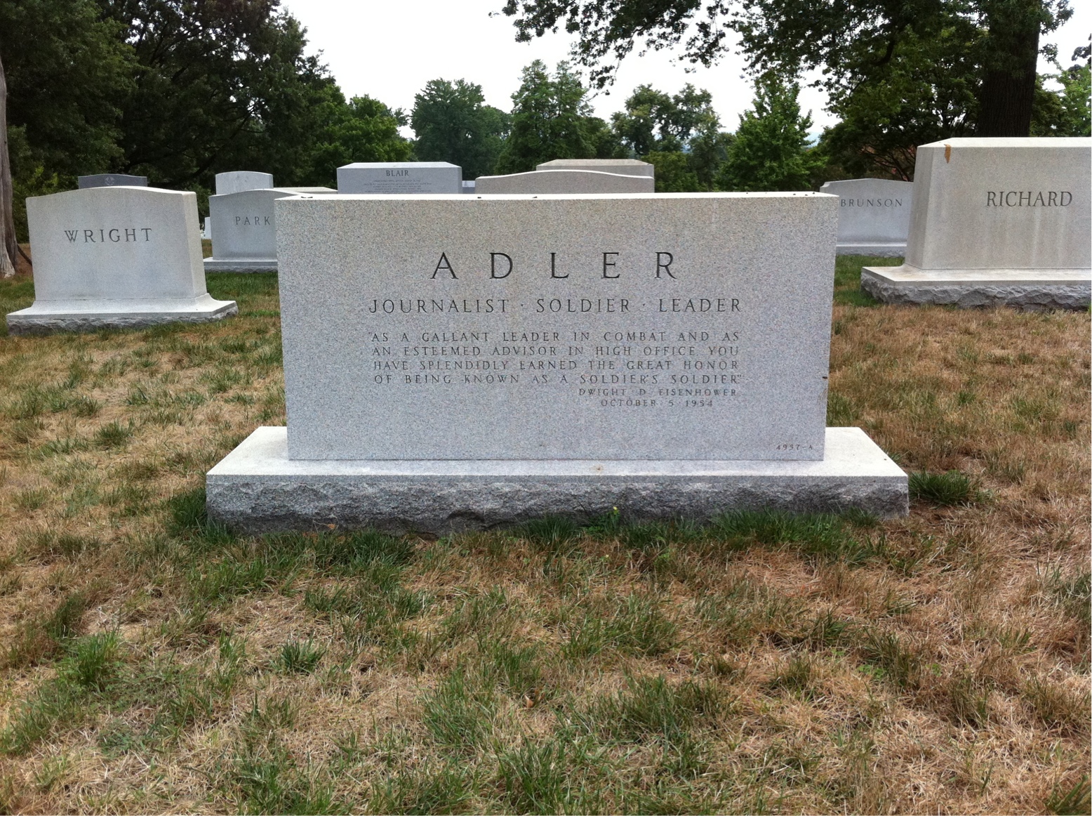 Back of headstone — Barbara Adler