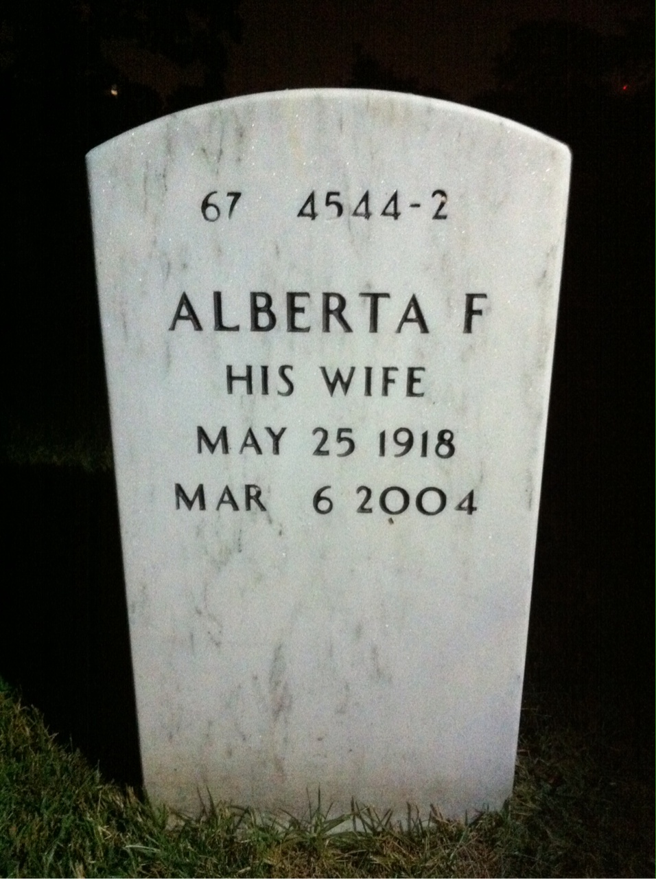 Back of headstone — Albert Bland