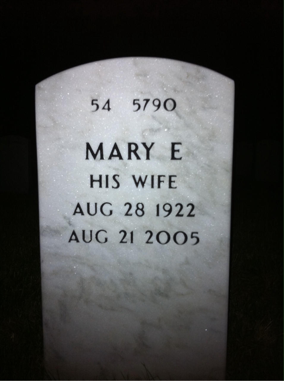 Back of headstone — Dean Larrick