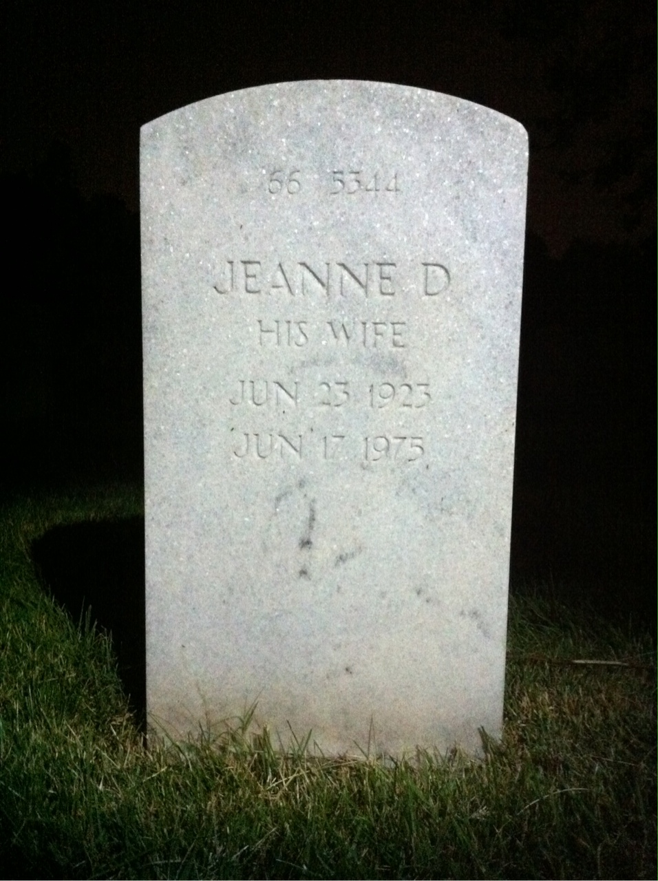 Back of headstone — Jeanne Ballew
