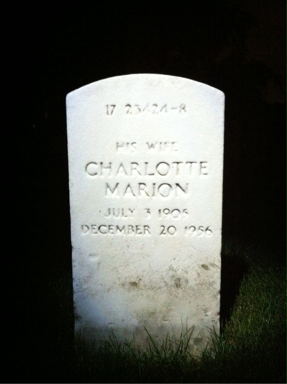 Back of headstone — William Myers
