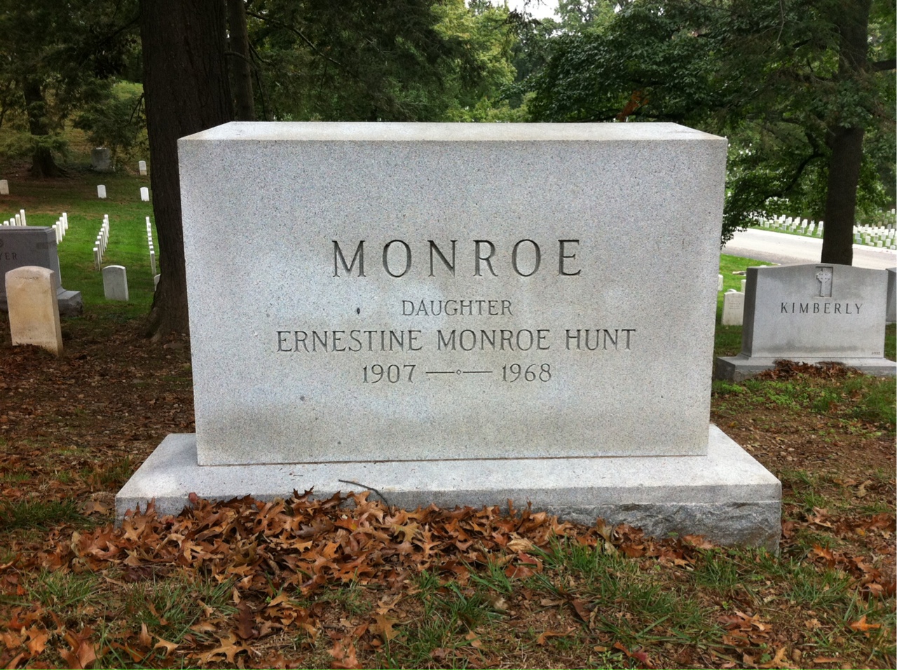 Back of headstone — Mabelle Monroe