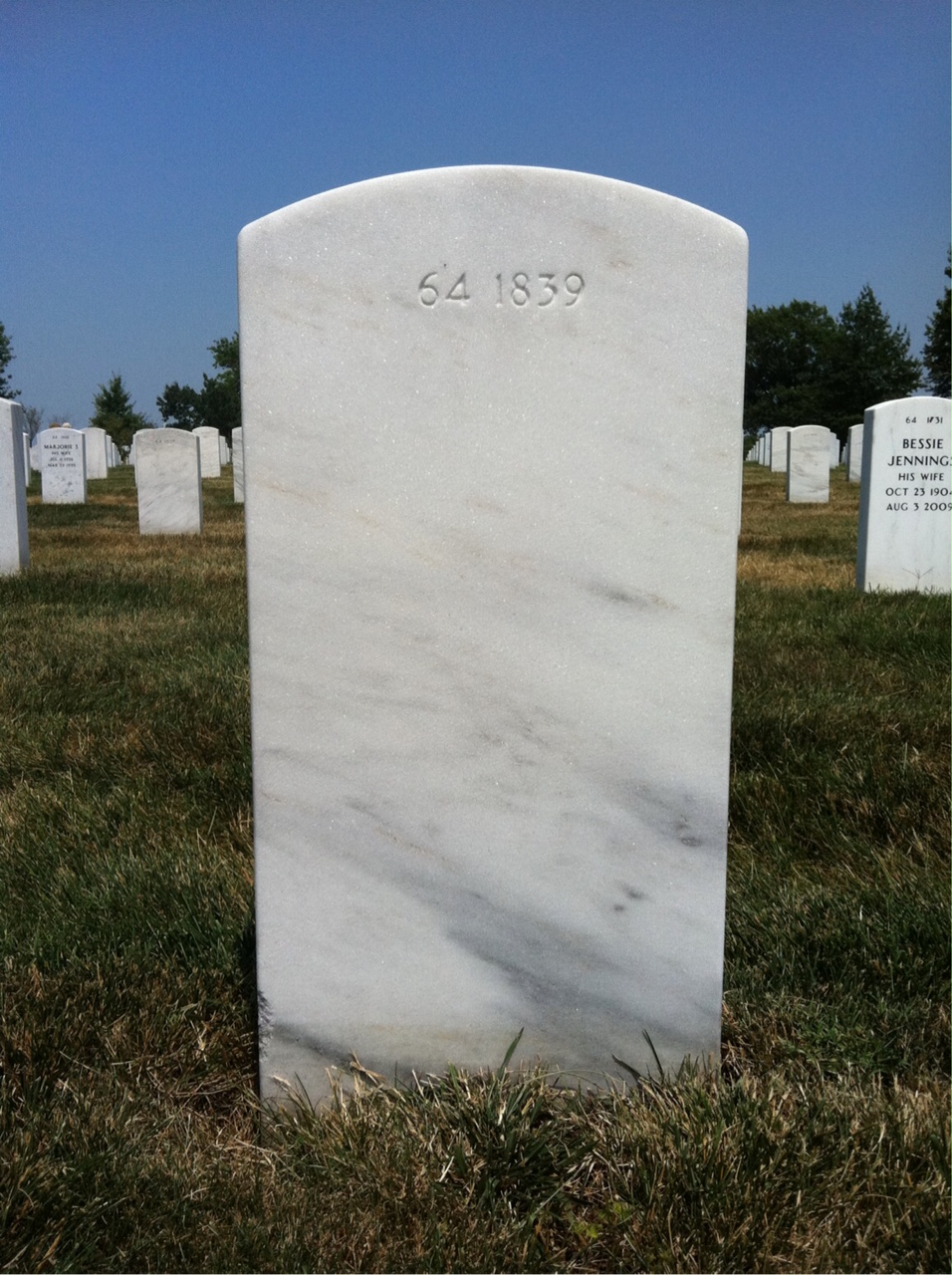 Back of headstone — James C Wilson
