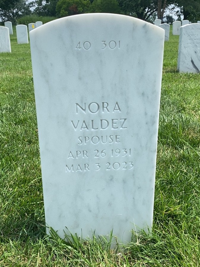 Back of headstone — Beltran Valdez
