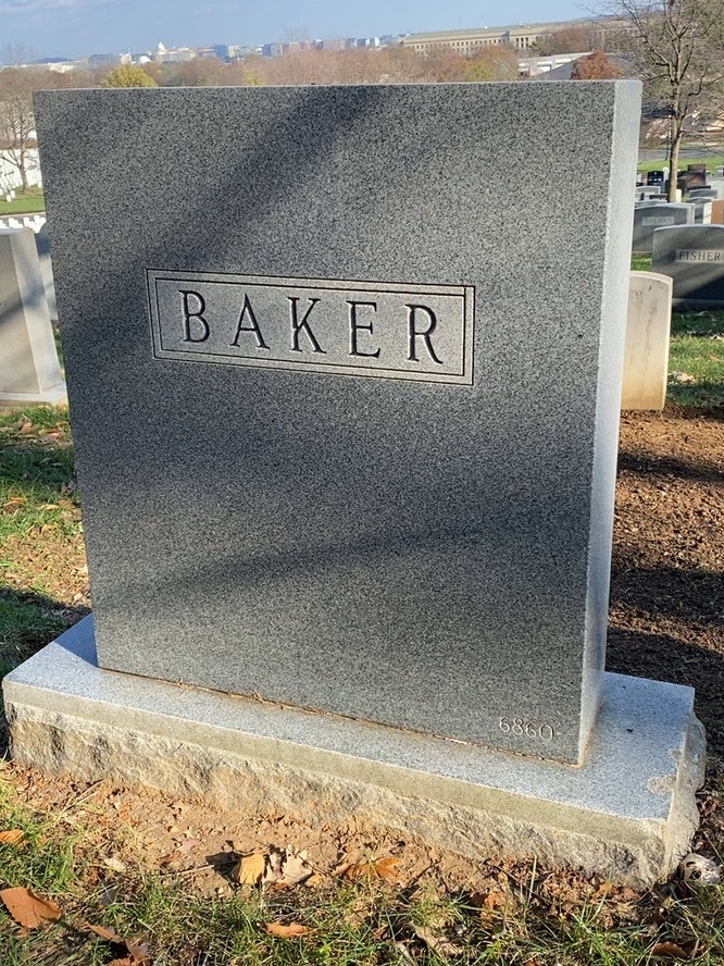 Back of headstone — Millard Baker