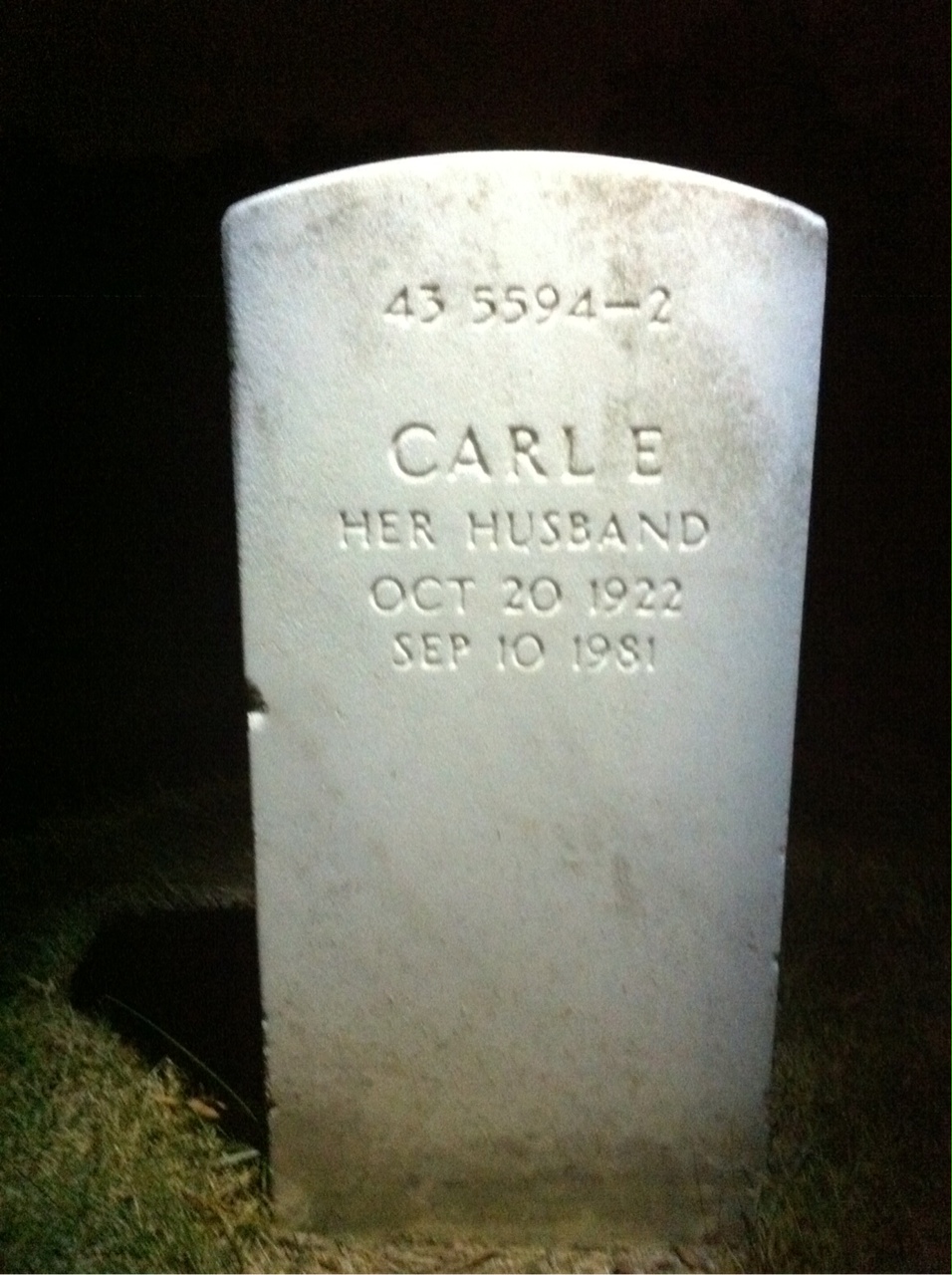 Back of headstone — Mary Anderson