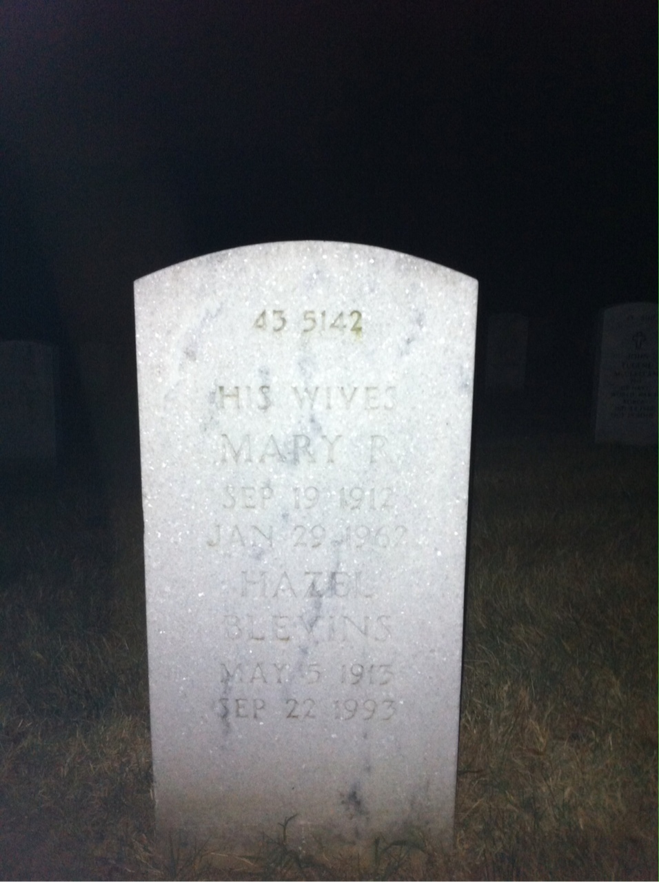 Back of headstone — Gerald Corley