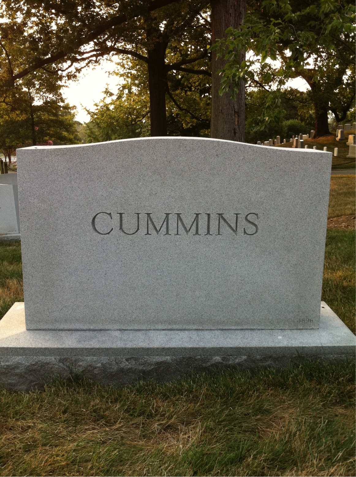 Back of headstone — Joseph Cummins