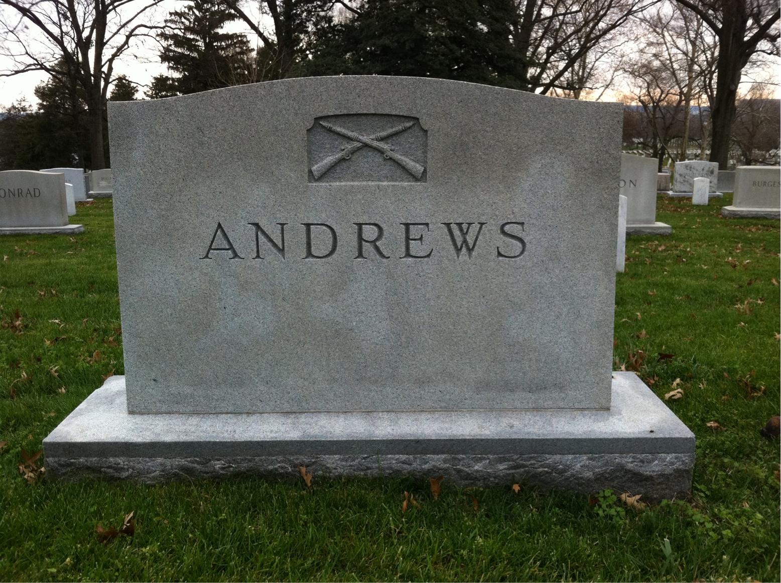 Back of headstone — Mary Andrews